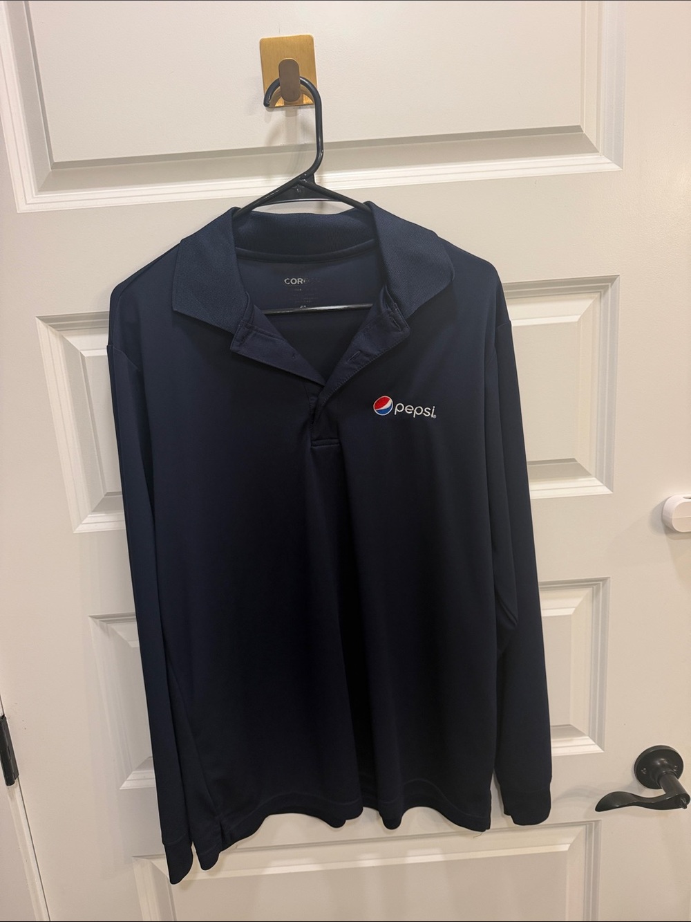 Pepsi Navy Long-Sleeve Polo with Embroidered Logo